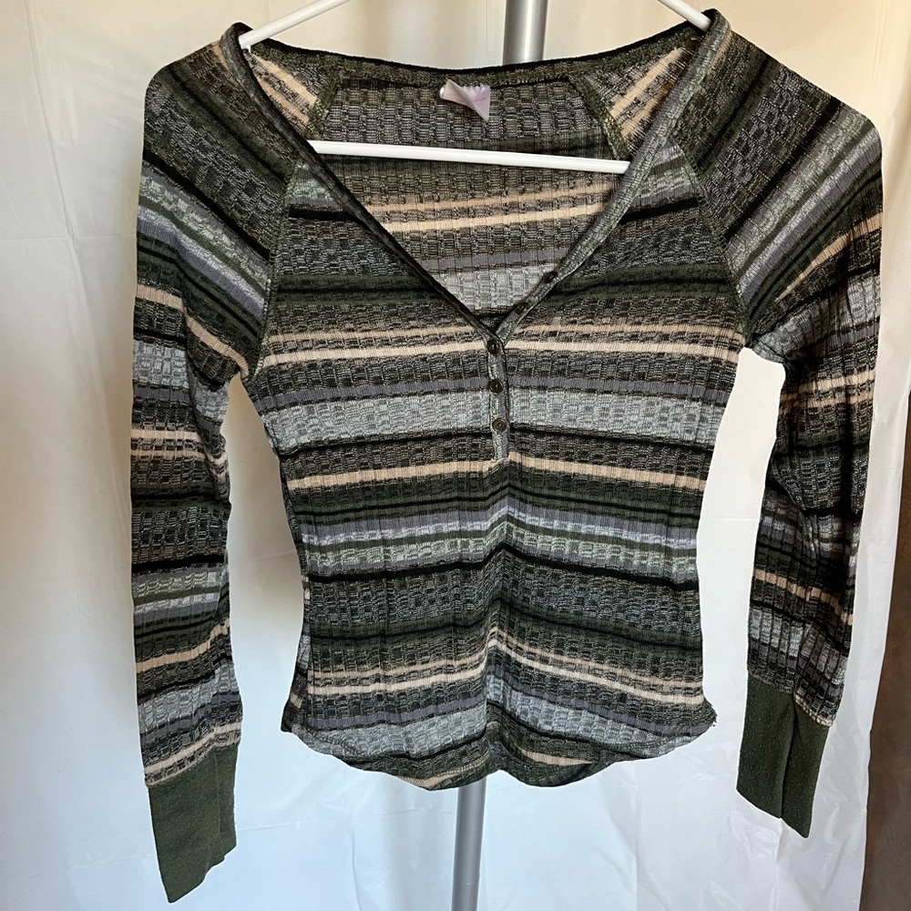 Fairy grunge style long sleeve stripe shirt